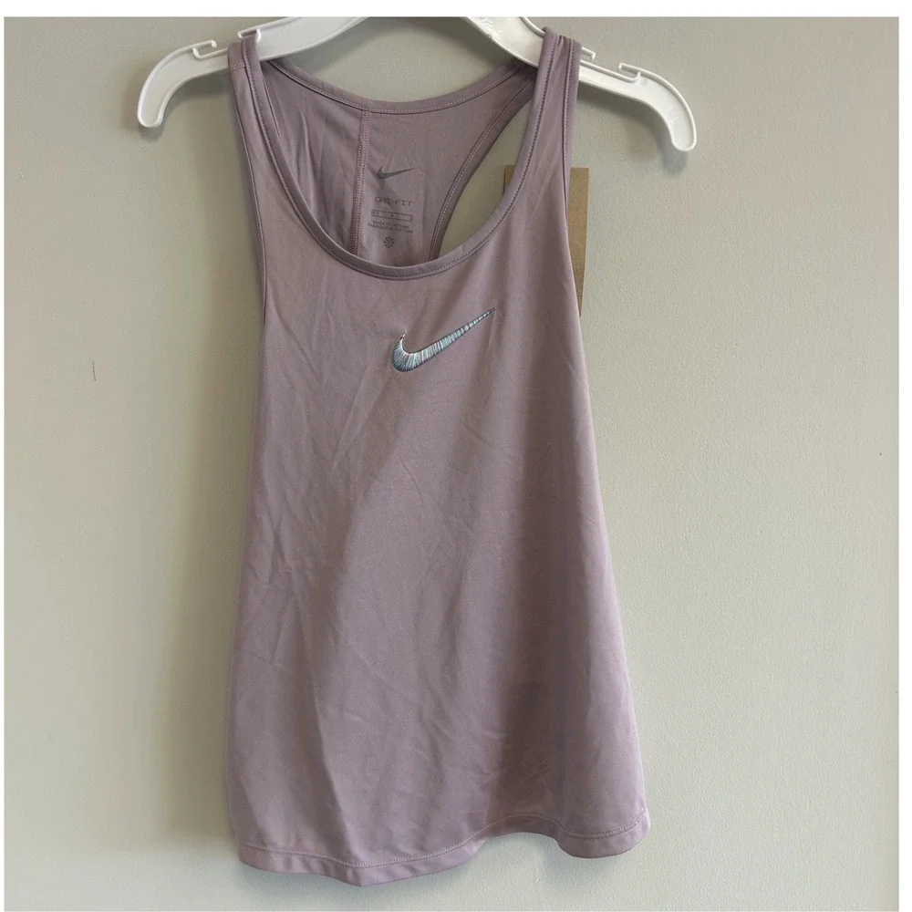 Nike Girls Training Tank Top Lavender Purple Dri-FIT Athletic Gym twist back‎